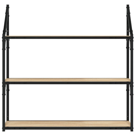 vidaXL 3-Tier Wall Shelf Sonoma Oak 80x21x78.5 cm Engineered Wood