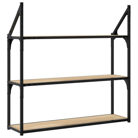 vidaXL 3-Tier Wall Shelf Sonoma Oak 80x21x78.5 cm Engineered Wood