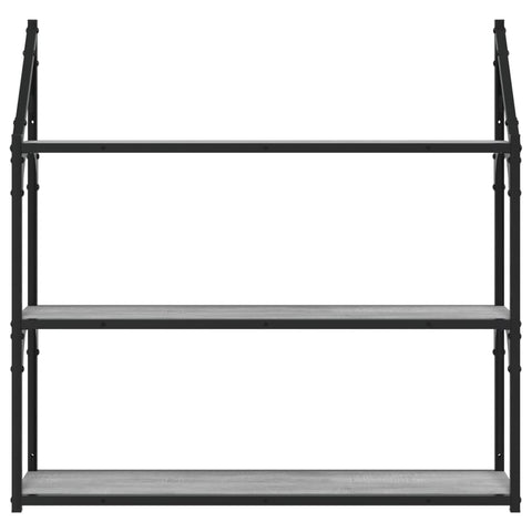 vidaXL 3-Tier Wall Shelf Grey Sonoma 80x21x78.5 cm Engineered Wood