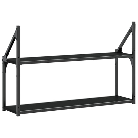 vidaXL 2-Tier Wall Shelf Black 80x21x51 cm Engineered Wood