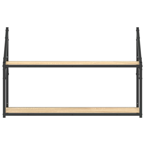 vidaXL 2-Tier Wall Shelf Sonoma Oak 80x21x51 cm Engineered Wood