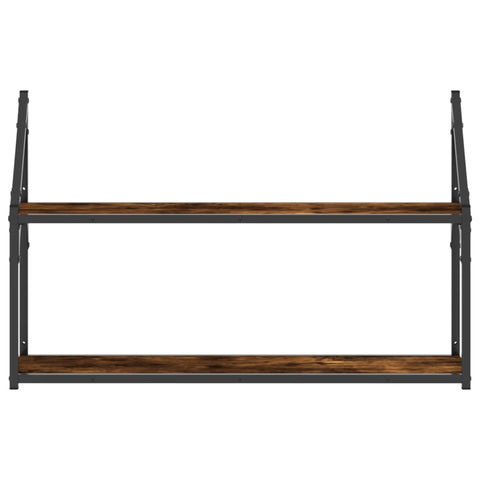 vidaXL 2-Tier Wall Shelf Smoked Oak 80x21x51 cm Engineered Wood