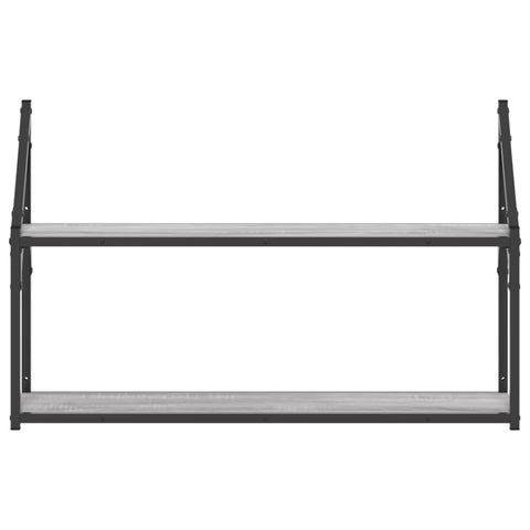 vidaXL 2-Tier Wall Shelf Grey Sonoma 80x21x51 cm Engineered Wood