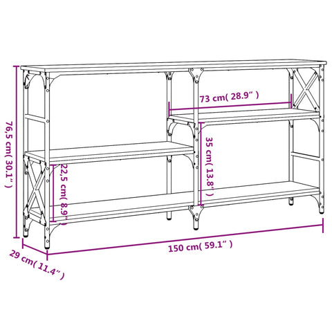 vidaXL Console Table Sonoma Oak 150x29x76.5 cm Engineered Wood