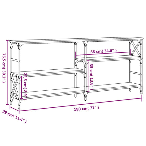 vidaXL Console Table Grey Sonoma 180x29x76.5 cm Engineered Wood