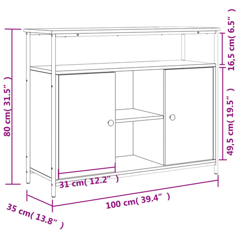 vidaXL Sideboard Sonoma Oak 100x35x80 cm Engineered Wood