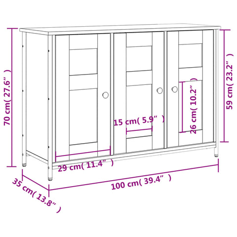 vidaXL Sideboard Brown Oak 100x35x70 cm Engineered Wood