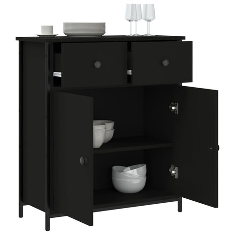 vidaXL Sideboard Black 70x30x80 cm Engineered Wood