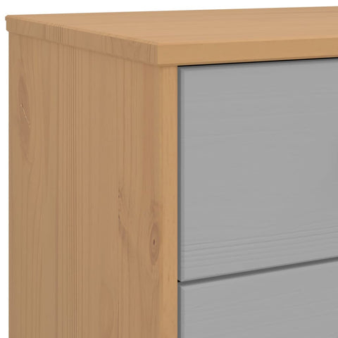 vidaXL Bedside Cabinet OLDEN Grey and Brown Solid Wood Pine
