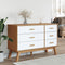 vidaXL Drawer Cabinet OLDEN White and Brown Solid Wood Pine