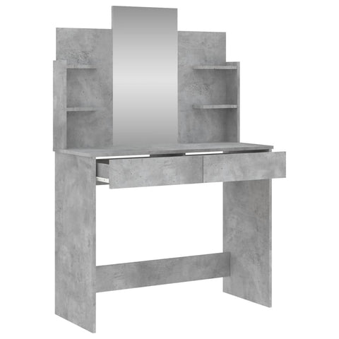 vidaXL Dressing Table with Mirror Concrete Grey 96x39x142 cm