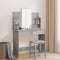 vidaXL Dressing Table with Mirror Concrete Grey 96x39x142 cm