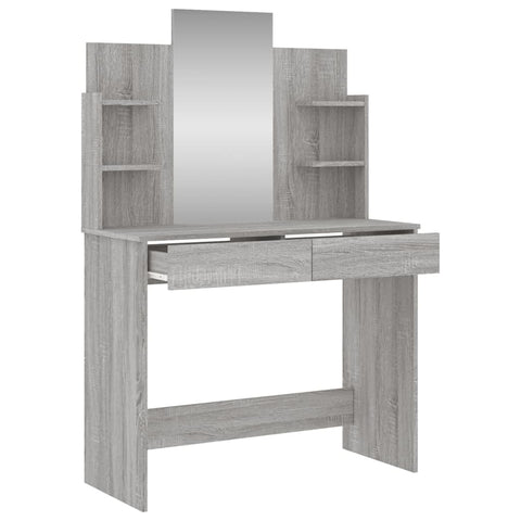 vidaXL Dressing Table with Mirror Grey Sonoma 96x39x142 cm