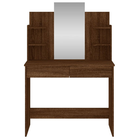 vidaXL Dressing Table with Mirror Brown Oak 96x39x142 cm