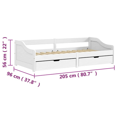 vidaXL Day Bed with 2 Drawers without Mattress "IRUN" White 90x200 cm