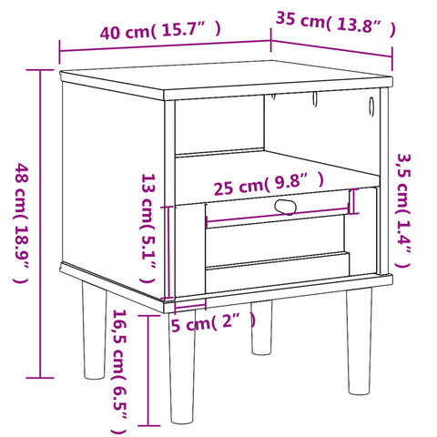 vidaXL Bedside Cabinet SENJA Rattan Look White 40x35x48 cm Solid Wood Pine