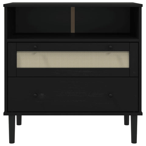vidaXL Sideboard SENJA Rattan Look Black 80x40x80 cm Solid Wood Pine