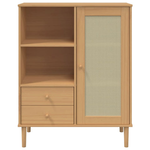 vidaXL Highboard SENJA Rattan Look Brown 90x40x112 cm Solid Wood Pine