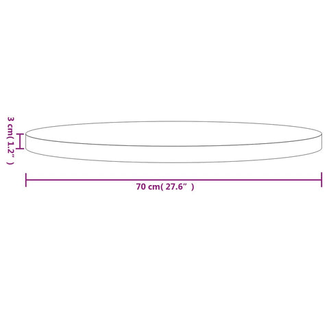 vidaXL Table Top Round White Ø70x3 cm Solid Wood Pine