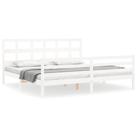 vidaXL Bed Frame without Mattress White Super King Size Solid Wood