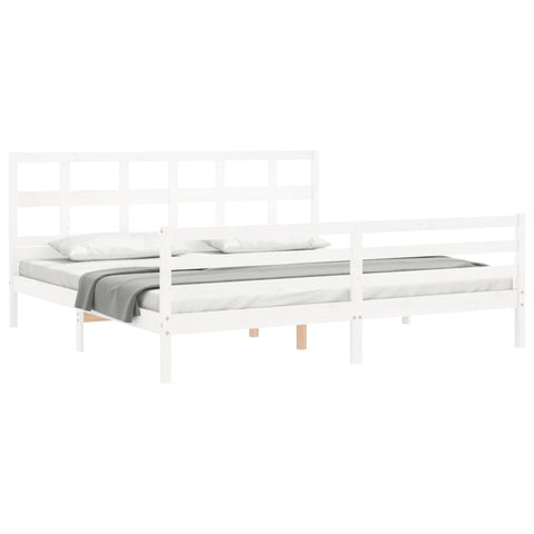 vidaXL Bed Frame without Mattress White Super King Size Solid Wood