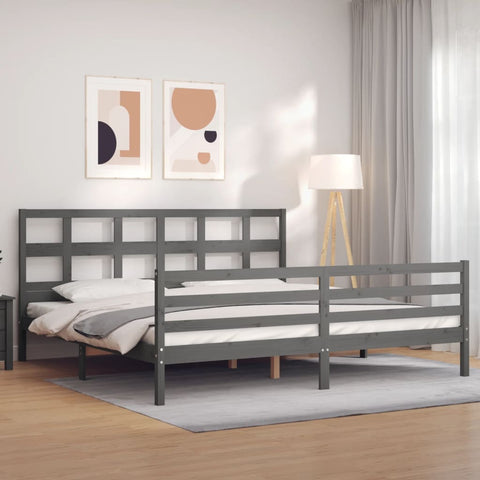 vidaXL Bed Frame without Mattress Grey 200x200 cm Solid Wood