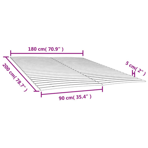 vidaXL Bed Slats Replacements with 48 Slats 2 pcs 90x200 cm