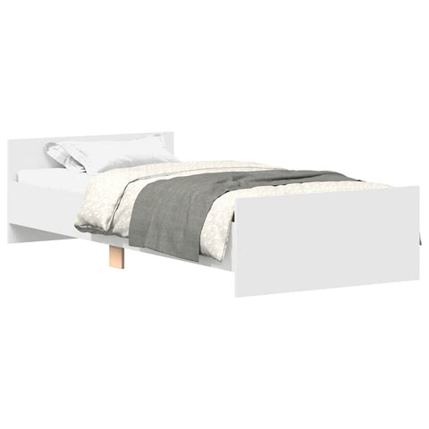 vidaXL Bed Frame without Mattress White 90x190 cm Single Engineered Wood