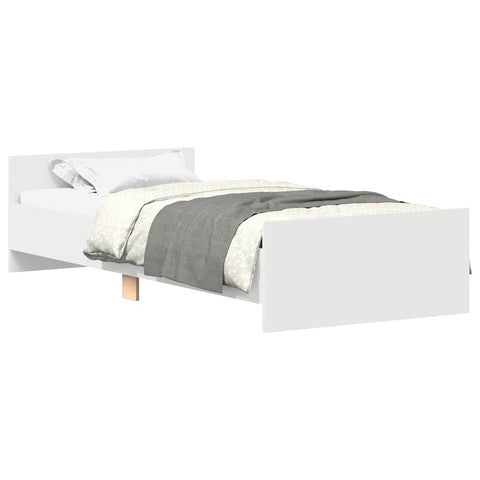 vidaXL Bed Frame without Mattress White 75x190 cm Small Single  Engineered Wood