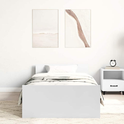 vidaXL Bed Frame without Mattress White 75x190 cm Small Single  Engineered Wood