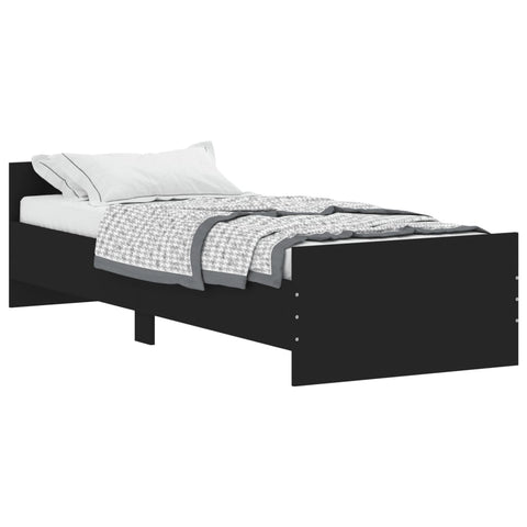 vidaXL Bed Frame without Mattress Black 75x190 cm Small Single  Engineered Wood