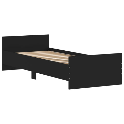 vidaXL Bed Frame without Mattress Black 75x190 cm Small Single  Engineered Wood