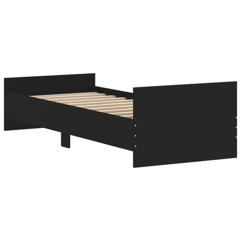 vidaXL Bed Frame without Mattress Black 75x190 cm Small Single  Engineered Wood