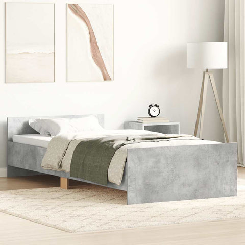 vidaXL Bed Frame without Mattress Concrete Grey 75x190 cm Small Single