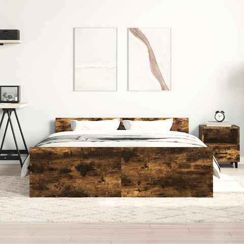 vidaXL Bed Frame without Mattress Smoked Oak 140x200 cm