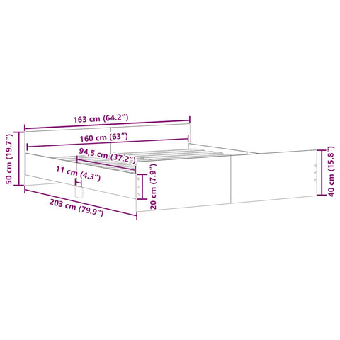 vidaXL Bed Frame without Mattress White 160x200 cm