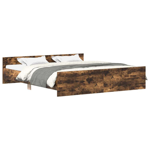 vidaXL Bed Frame without Mattress Smoked Oak 160x200 cm