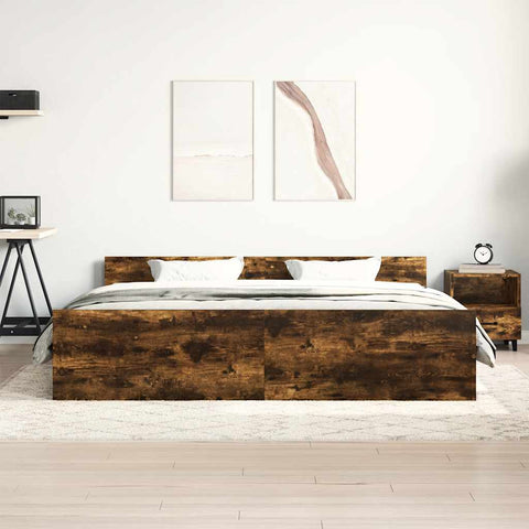 vidaXL Bed Frame without Mattress Smoked Oak 160x200 cm