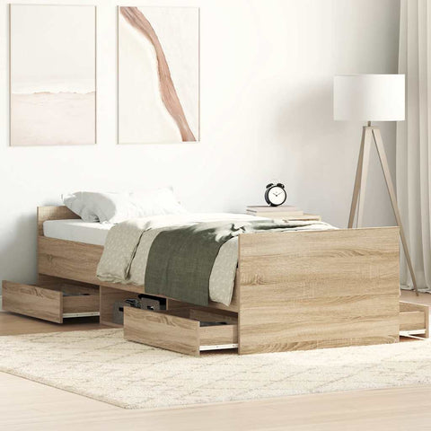 vidaXL Bed Frame without Mattress Sonoma Oak 100x200 cm