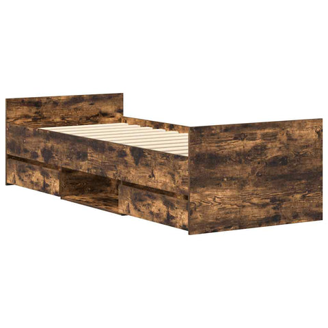 vidaXL Bed Frame without Mattress Smoked Oak 100x200 cm