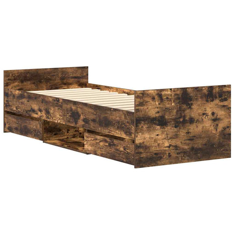 vidaXL Bed Frame without Mattress Smoked Oak 100x200 cm
