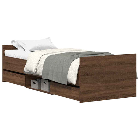 vidaXL Bed Frame without Mattress Brown Oak 100x200 cm