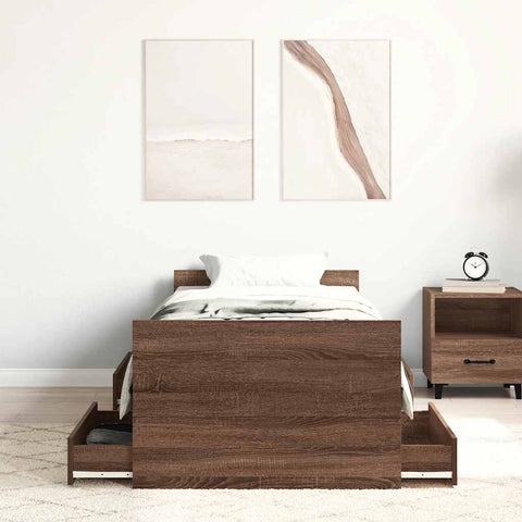 vidaXL Bed Frame without Mattress Brown Oak 100x200 cm