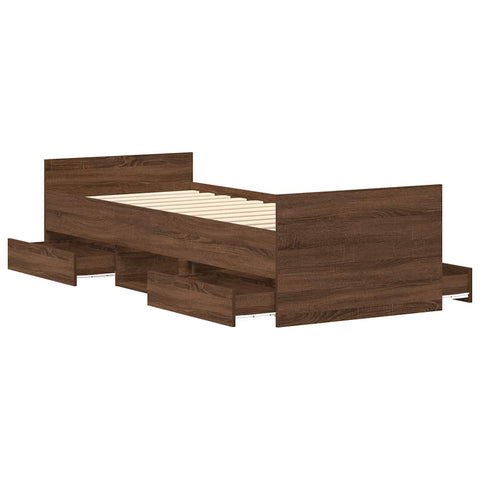 vidaXL Bed Frame without Mattress Brown Oak 100x200 cm