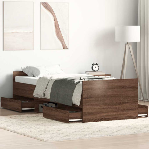 vidaXL Bed Frame without Mattress Brown Oak 100x200 cm