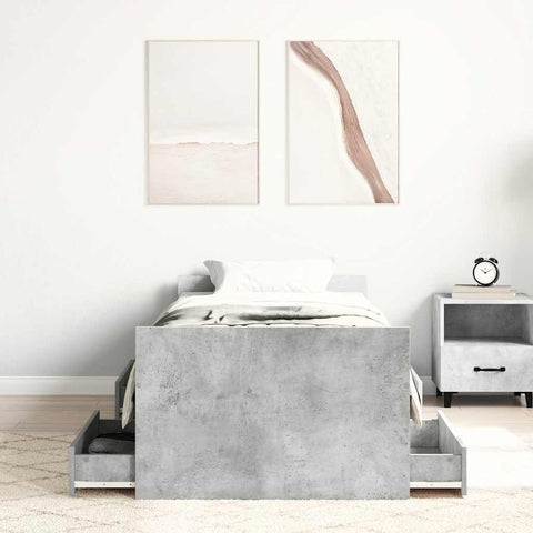 vidaXL Bed Frame without Mattress Concrete Grey 90x190 cm Single