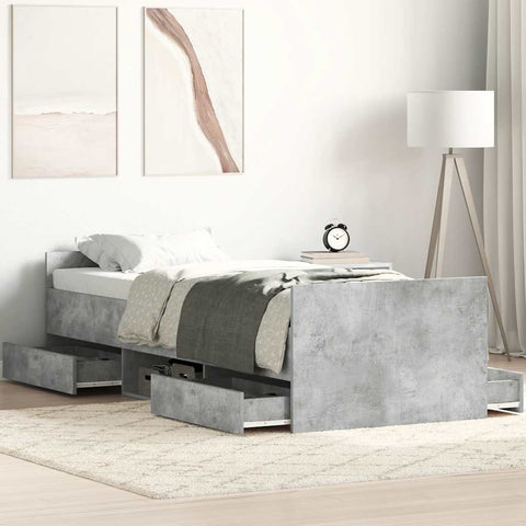 vidaXL Bed Frame without Mattress Concrete Grey 90x190 cm Single