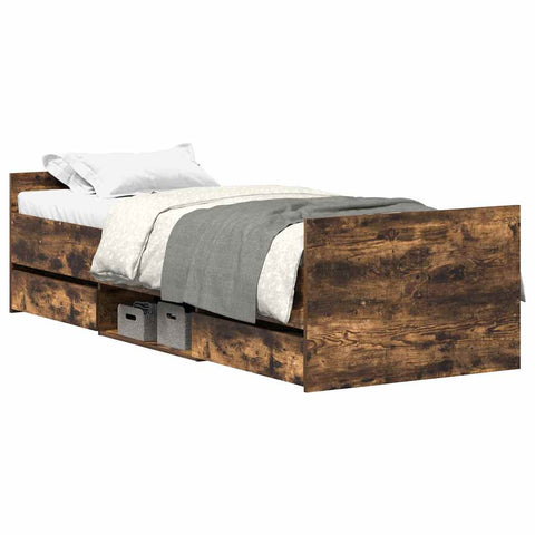 vidaXL Bed Frame without Mattress Smoked Oak 90x190 cm Single