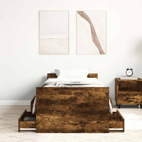 vidaXL Bed Frame without Mattress Smoked Oak 90x190 cm Single