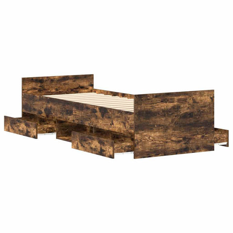 vidaXL Bed Frame without Mattress Smoked Oak 90x190 cm Single